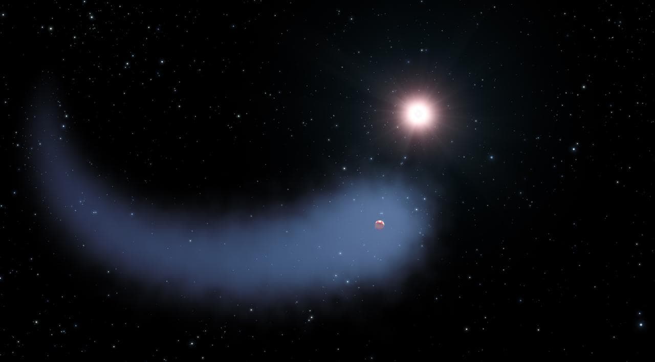 An exoplanet surrounded by an atmosphere larger than its star